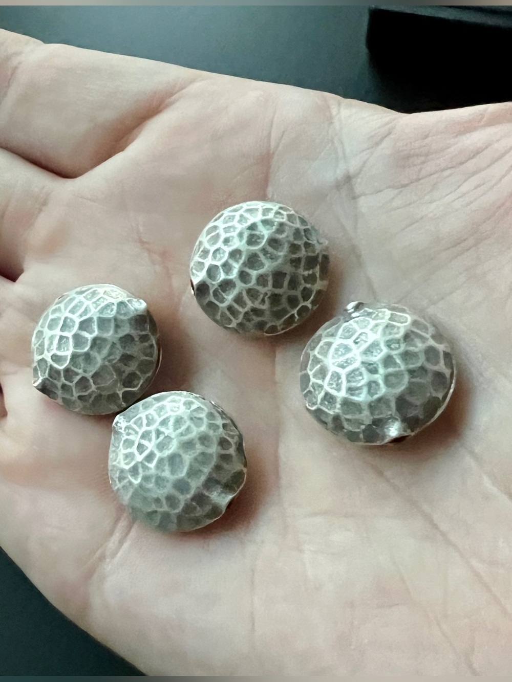 Sterling Silver hammered beads • nickel free • no plating.